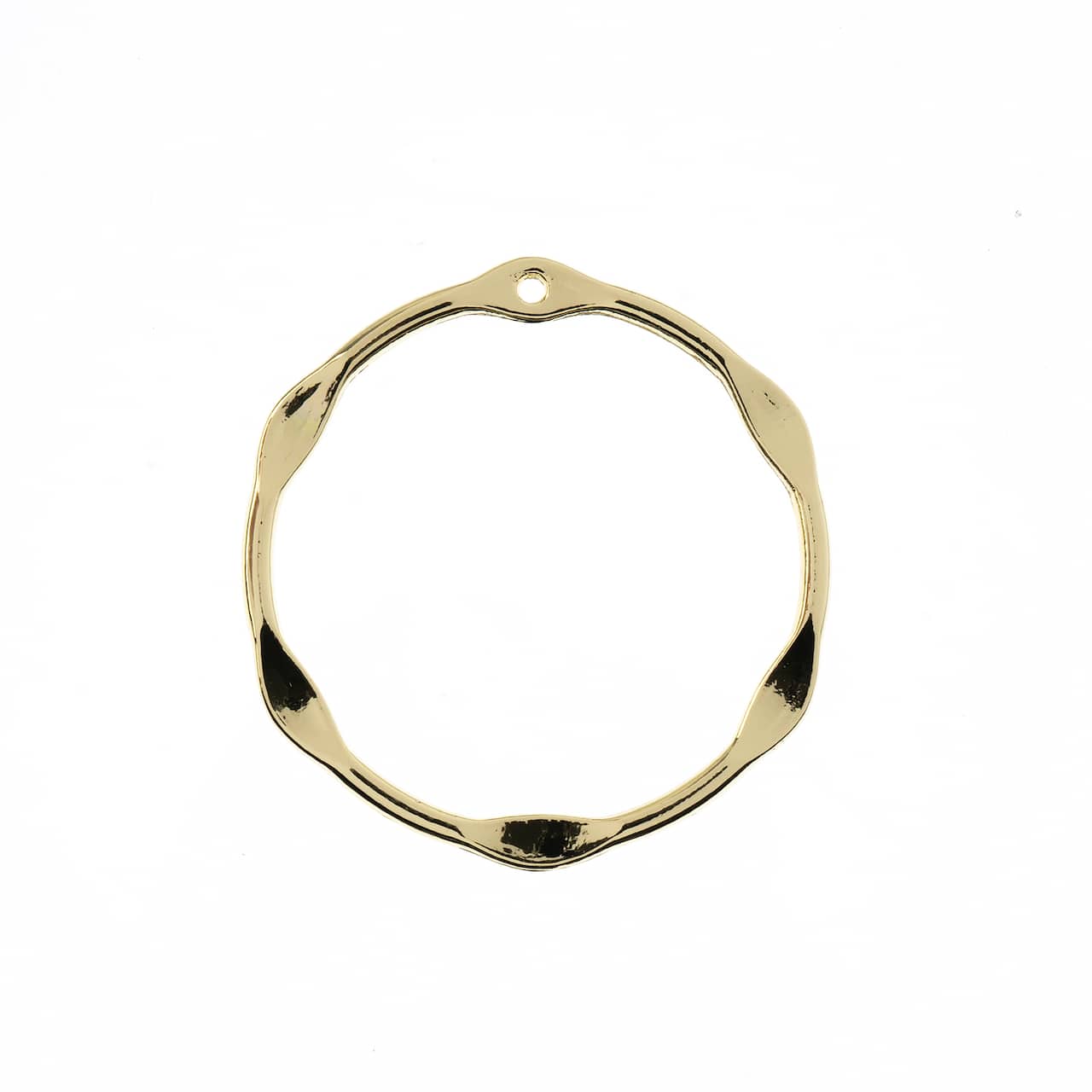 John Bead Beadwork Findings Gold Partly Flattened Circle Pendant, 3ct.